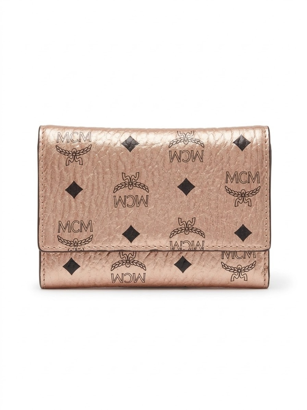 Metallic Rose Gold Logo Trifold Wallet